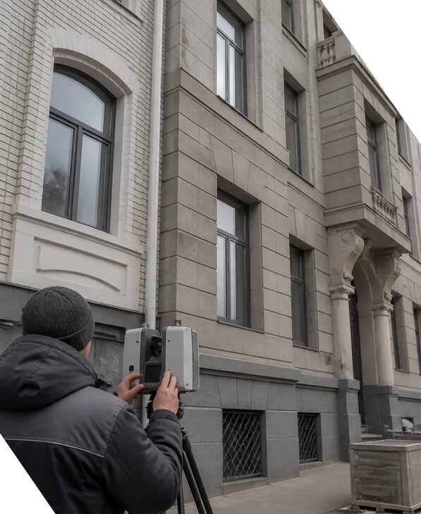 Лазерное сканирование фасадов зданий для обследования в Северодвинске